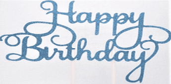 Happy Birthday Topper in sparkling blue, perfect for a happy birthday cake topper to celebrate your pet's special day!